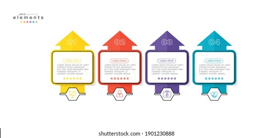 ilustración vectorial Plantilla de diseño infográfico con iconos y 4 opciones o pasos. Se puede usar para procesos, presentaciones, diseño, banner, gráfico de información.