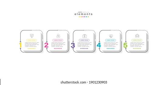 ilustración vectorial Plantilla de diseño infográfico con iconos y 5 opciones o pasos. Se puede usar para procesos, presentaciones, diseño, banner, gráfico de información.