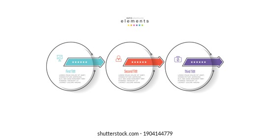 ilustración vectorial Plantilla de diseño infográfico con iconos y 3 opciones o pasos. Se puede usar para procesos, presentaciones, diseño, banner, gráfico de información.