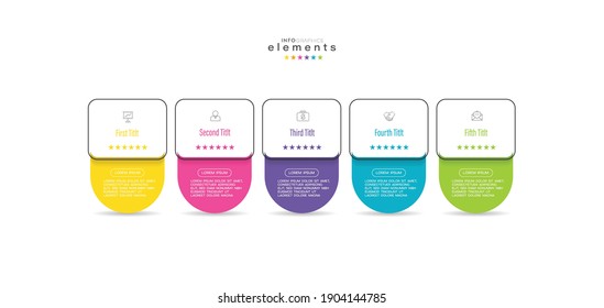 ilustración vectorial Plantilla de diseño infográfico con iconos y 5 opciones o pasos. Se puede usar para procesos, presentaciones, diseño, banner, gráfico de información.