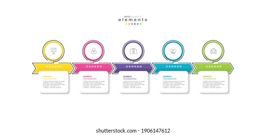 ilustración vectorial Plantilla de diseño infográfico con iconos y 5 opciones o pasos. Se puede usar para procesos, presentaciones, diseño, banner, gráfico de información.