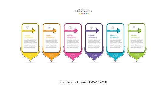 vector illustration Infographic design template with icons and 6 options or steps. Can be used for process, presentations, layout, banner,info graph.
