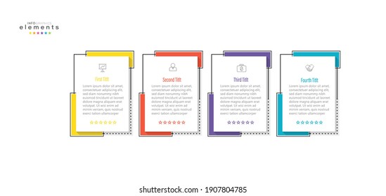 ilustración vectorial Plantilla de diseño infográfico con iconos y 4 opciones o pasos. Se puede usar para procesos, presentaciones, diseño, banner, gráfico de información.