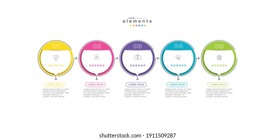 ilustración vectorial Plantilla de diseño infográfico con iconos y 5 opciones o pasos. Se puede usar para procesos, presentaciones, diseño, banner, gráfico de información.