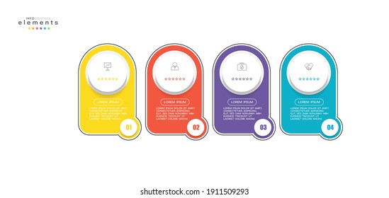 ilustración vectorial Plantilla de diseño infográfico con iconos y 4 opciones o pasos. Se puede usar para procesos, presentaciones, diseño, banner, gráfico de información.