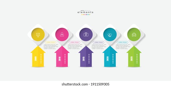 ilustración vectorial Plantilla de diseño infográfico con iconos y 5 opciones o pasos. Se puede usar para procesos, presentaciones, diseño, banner, gráfico de información.