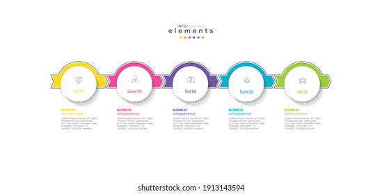 ilustración vectorial Plantilla de diseño infográfico con iconos y 5 opciones o pasos. Se puede usar para procesos, presentaciones, diseño, banner, gráfico de información.