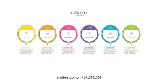ilustración vectorial Plantilla de diseño infográfico con iconos y 6 opciones o pasos. Se puede usar para procesos, presentaciones, diseño, banner, gráfico de información.