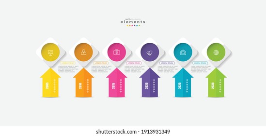 ilustración vectorial Plantilla de diseño infográfico con iconos y 6 opciones o pasos. Se puede usar para procesos, presentaciones, diseño, banner, gráfico de información.