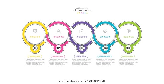 ilustración vectorial Plantilla de diseño infográfico con iconos y 5 opciones o pasos. Se puede usar para procesos, presentaciones, diseño, banner, gráfico de información.