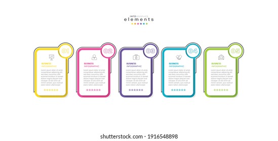 ilustración vectorial Plantilla de diseño infográfico con iconos y 5 opciones o pasos. Se puede usar para procesos, presentaciones, diseño, banner, gráfico de información.