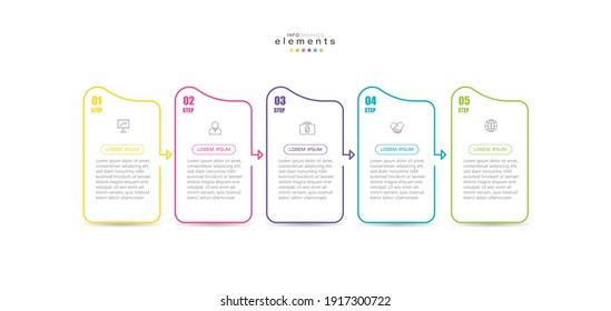 ilustración vectorial Plantilla de diseño infográfico con iconos y 5 opciones o pasos. Se puede usar para procesos, presentaciones, diseño, banner, gráfico de información.