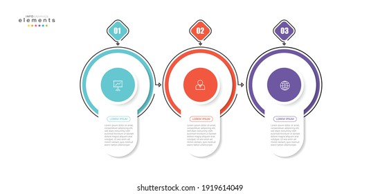 ilustración vectorial Plantilla de diseño infográfico con iconos y 3 opciones o pasos. Se puede usar para procesos, presentaciones, diseño, banner, gráfico de información.