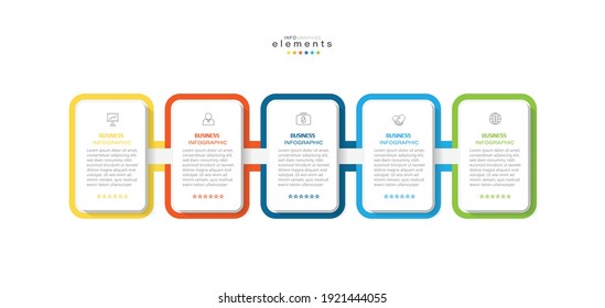 ilustración vectorial Plantilla de diseño infográfico con iconos y 5 opciones o pasos. Se puede usar para procesos, presentaciones, diseño, banner, gráfico de información.