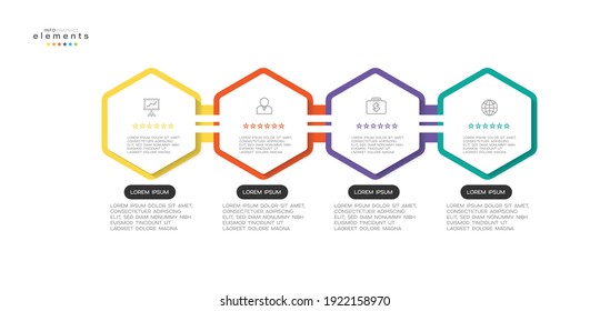 ilustración vectorial Plantilla de diseño infográfico con iconos y 4 opciones o pasos. Se puede usar para procesos, presentaciones, diseño, banner, gráfico de información.