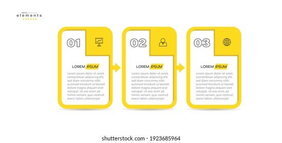 ilustración vectorial Plantilla de diseño infográfico con iconos y 3 opciones o pasos. Se puede usar para procesos, presentaciones, diseño, banner, gráfico de información.