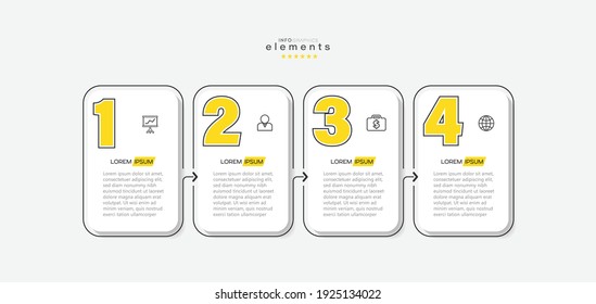 ilustración vectorial Plantilla de diseño infográfico con iconos y 4 opciones o pasos. Se puede usar para procesos, presentaciones, diseño, banner, gráfico de información.