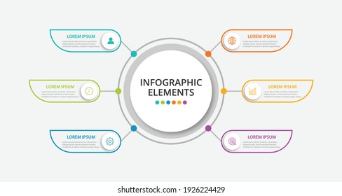 vector illustration Infographic design template with icons and 6 options or steps. Can be used for process, presentations, layout, banner,info graph.