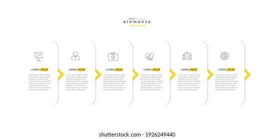 Vector Illustration Infographic Design Template With Icons And 6 Options Or Steps. Can Be Used For Process, Presentations, Layout, Banner,info Graph.