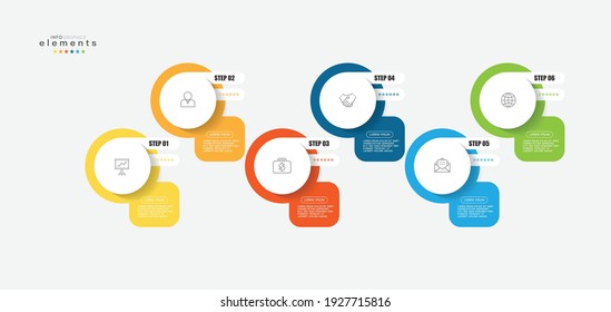 Vektorgrafik Infografische Design-Vorlage mit Symbolen und 6 Optionen oder Schritte. Kann für Prozess, Präsentationen, Layout, Banner, Infografik verwendet werden.