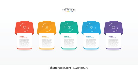 ilustración vectorial Plantilla de diseño infográfico con iconos y 5 opciones o pasos. Se puede usar para procesos, presentaciones, diseño, banner, gráfico de información.