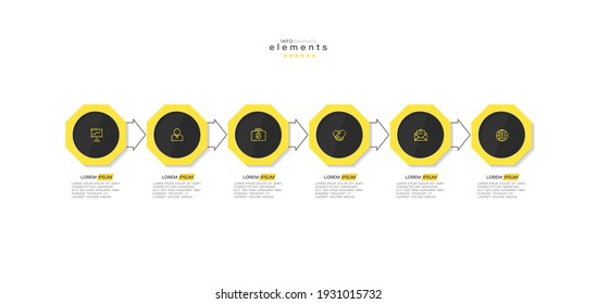 vector illustration Infographic design template with icons and 6 options or steps. Can be used for process, presentations, layout, banner,info graph.