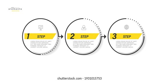 ilustración vectorial Plantilla de diseño infográfico con iconos y 3 opciones o pasos. Se puede usar para procesos, presentaciones, diseño, banner, gráfico de información.