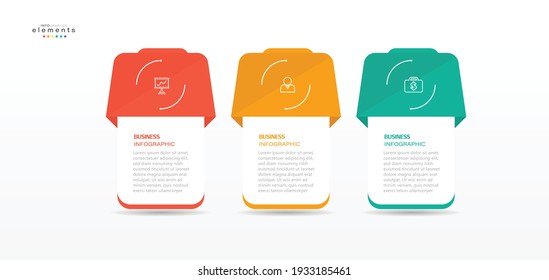 ilustración vectorial Plantilla de diseño infográfico con iconos y 3 opciones o pasos. Se puede usar para procesos, presentaciones, diseño, banner, gráfico de información.