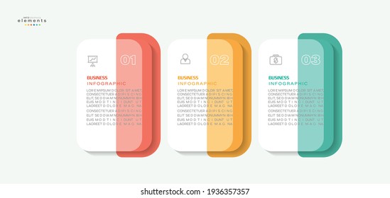 ilustración vectorial Plantilla de diseño infográfico con iconos y 3 opciones o pasos. Se puede usar para procesos, presentaciones, diseño, banner, gráfico de información.