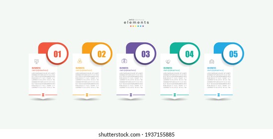 ilustración vectorial Plantilla de diseño infográfico con iconos y 5 opciones o pasos. Se puede usar para procesos, presentaciones, diseño, banner, gráfico de información.