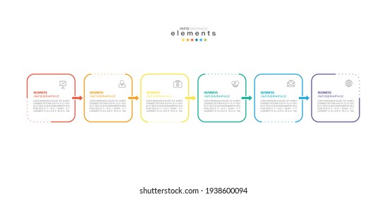 ilustración vectorial Plantilla de diseño infográfico con iconos y 6 opciones o pasos. Se puede usar para procesos, presentaciones, diseño, banner, gráfico de información.