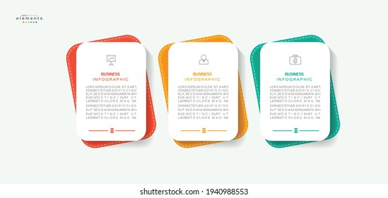 ilustración vectorial Plantilla de diseño infográfico con iconos y 3 opciones o pasos. Se puede usar para procesos, presentaciones, diseño, banner, gráfico de información.