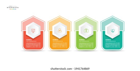 ilustración vectorial Plantilla de diseño infográfico con iconos y 4 opciones o pasos. Se puede usar para procesos, presentaciones, diseño, banner, gráfico de información.