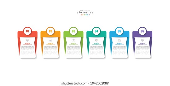 ilustración vectorial Plantilla de diseño infográfico con iconos y 6 opciones o pasos. Se puede usar para procesos, presentaciones, diseño, banner, gráfico de información.