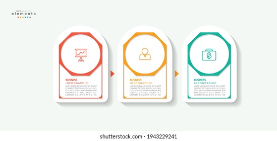 ilustración vectorial Plantilla de diseño infográfico con iconos y 3 opciones o pasos. Se puede usar para procesos, presentaciones, diseño, banner, gráfico de información.
