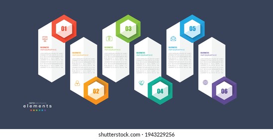 ilustración vectorial Plantilla de diseño infográfico con iconos y 6 opciones o pasos. Se puede usar para procesos, presentaciones, diseño, banner, gráfico de información.