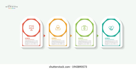 ilustración vectorial Plantilla de diseño infográfico con iconos y 4 opciones o pasos. Se puede usar para procesos, presentaciones, diseño, banner, gráfico de información.