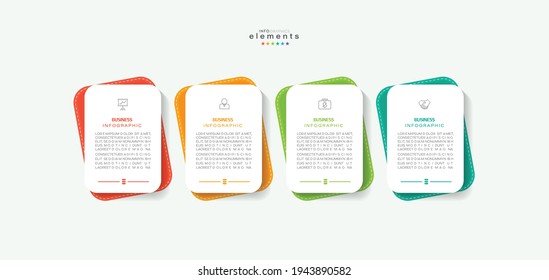 ilustración vectorial Plantilla de diseño infográfico con iconos y 4 opciones o pasos. Se puede usar para procesos, presentaciones, diseño, banner, gráfico de información.
