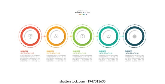 ilustración vectorial Plantilla de diseño infográfico con iconos y 5 opciones o pasos. Se puede usar para procesos, presentaciones, diseño, banner, gráfico de información.