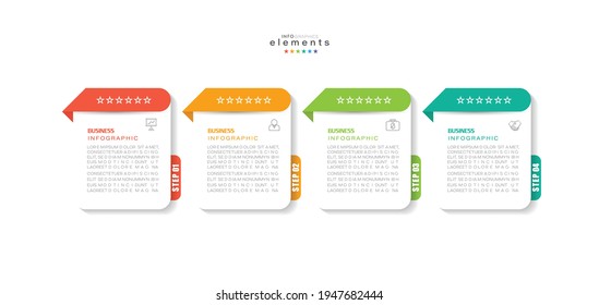 ilustración vectorial Plantilla de diseño infográfico con iconos y 4 opciones o pasos. Se puede usar para procesos, presentaciones, diseño, banner, gráfico de información.