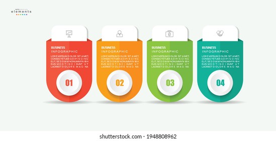 ilustración vectorial Plantilla de diseño infográfico con iconos y 4 opciones o pasos. Se puede usar para procesos, presentaciones, diseño, banner, gráfico de información.