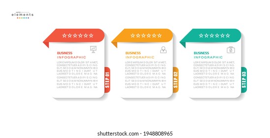 ilustración vectorial Plantilla de diseño infográfico con iconos y 3 opciones o pasos. Se puede usar para procesos, presentaciones, diseño, banner, gráfico de información.