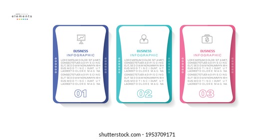 ilustración vectorial Plantilla de diseño infográfico con iconos y 3 opciones o pasos. Se puede usar para procesos, presentaciones, diseño, banner, gráfico de información.