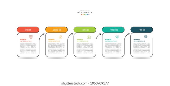 Vektorgrafik Infografische Design-Vorlage mit Symbolen und 5 Optionen oder Schritte. Kann für Prozess, Präsentationen, Layout, Banner, Infografik verwendet werden.