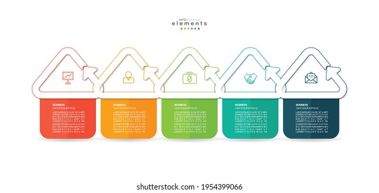 ilustración vectorial Plantilla de diseño infográfico con iconos y 5 opciones o pasos. Se puede usar para procesos, presentaciones, diseño, banner, gráfico de información.