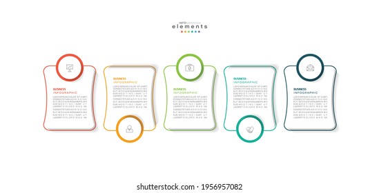ilustración vectorial Plantilla de diseño infográfico con iconos y 5 opciones o pasos. Se puede usar para procesos, presentaciones, diseño, banner, gráfico de información.