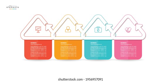 ilustración vectorial Plantilla de diseño infográfico con iconos y 4 opciones o pasos. Se puede usar para procesos, presentaciones, diseño, banner, gráfico de información.