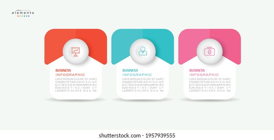 ilustración vectorial Plantilla de diseño infográfico con iconos y 3 opciones o pasos. Se puede usar para procesos, presentaciones, diseño, banner, gráfico de información.