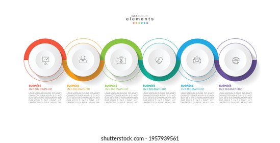 Vektorgrafik Infografische Design-Vorlage mit Symbolen und 6 Optionen oder Schritte. Kann für Prozess, Präsentationen, Layout, Banner, Infografik verwendet werden.