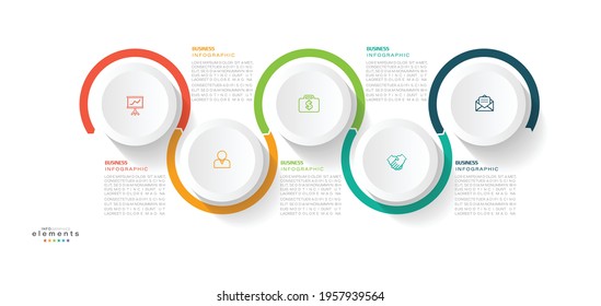 ilustración vectorial Plantilla de diseño infográfico con iconos y 5 opciones o pasos. Se puede usar para procesos, presentaciones, diseño, banner, gráfico de información.